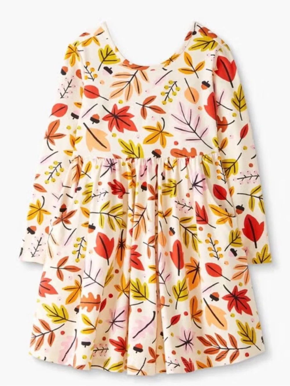 Hanna Andersson Long Sleeve Fall Leaf Print Dress Sz 130cm
